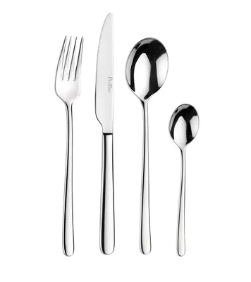 Image de Pinti Sky Set de 24 couverts en acier inoxydable 18/10 – Service pour 6 personnes - fourchette, couteau, cuillère et petite cuillère - Design élégant pour des tables raffinées