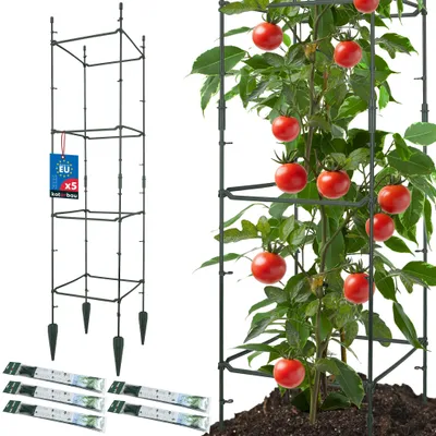 Image de KOTARBAU® Lot de 5 tuteurs modulaires 29 x 29 x 120 cm Tuteur carré en plastique pour plantes grimpantes et légumes Brise-vue pour le jardin
