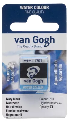 Produktbild von Van Gogh Aquarellfarbe, halber Näpfchen, Elfenbeinschwarz 701