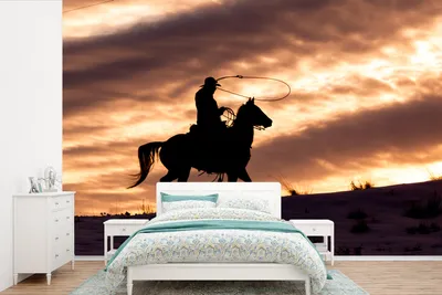 Produktbild von Fotobanner - Ein einsamer Cowboy bei Sonnenuntergang - Breite 600 cm x Höhe 400 cm