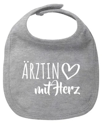 Produktbild von Huuraa Baby Lätzchen Ärztin mit Herz Heather Grey Klettverschluss  Baumwolle Latz Geschenkidee