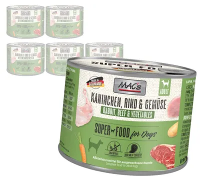 Produktbild von MAC's Hund 6x200g Getreidefreies Nassfutter mit Kaninchen, Rind und Gemüse