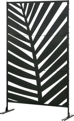 Produktbild von Balkon Sichtschutz Raumtrenner Mit Bananenblattmuster, 122X198Cm, Stahl Schwarz, Für Garten & Terrasse