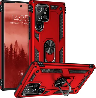 Produktbild von Armor Outdoor Handyhülle für Samsung Galaxy S22 Ultra Handy Panzer Case Cover Schutzhülle Farbe: Rot
