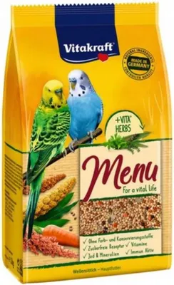 Zdjęcie produktu dla Vitakraft MENU Premium 500 g dla papug falistych - pełnoporcjowa karma z jodem, witaminami i Vital Pellets
