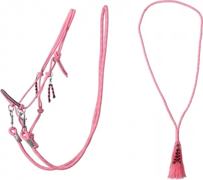 Produktbild von ARBO-INOX Knotenhalfter Zügel Halsring Kombiset QHP Größe - Shetty Farbe - flamingo pink