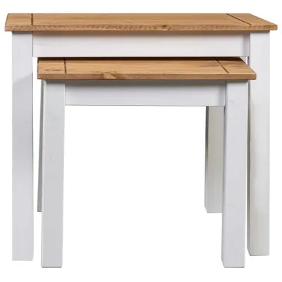 Produktbild von vidaXL Satztische 2 Stk. Weiß Massivholz Panama-Kiefer