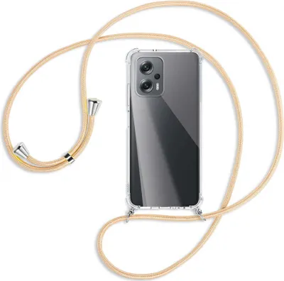Produktbild von Handykette Backcover-Schutzhülle mit Band (Metall silberfarben) für Xiaomi Poco X4 GT - Goldkordel