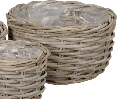 Produktbild von Pflanzkorb BRIGHTON grau braun D34cm Rattankorb Kooboo Farmhouse Deko - GROSS