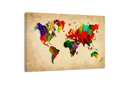 Obrázek produktu pro Obraz 80 x 60 cm na plátně mapa světa 4138 - Obrazy/nástěnný obraz/umělecký tisk jsou již zarámované