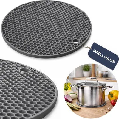 Immagine prodotto di WELLHAUS Tappetino protettivo in silicone per pentole Sottobicchiere Grigio