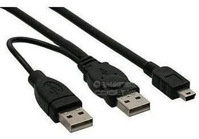 Zdjęcie produktu dla Kabel zasilający PremiumCord USB 2x USB A(M)-miniB(M), 5-pinowy, 0,5 m + 0,4 m