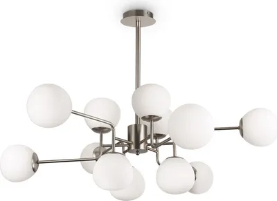 Zdjęcie produktu dla Żyrandol ERICH nikiel-biały 12xE14x40W szkło wym:140x110x50cm IP20 Maytoni