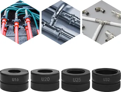 Obrázok produktu pre Súprava lisovacích čeľustí, model U, U16/20/25/32 a TH16/20/26/32 mm, pre kliešte na lisovanie rúr, biela