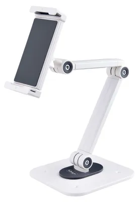 Produktbild von StarTech.com Einstellbarer Tablet Tischständer - Tablet Wandhalterung - Tragkraft 1kg - Ergonomischer Tabletständer - Tablethalterung mit Gelenk, Schwenkbar/Höhenverstellbar - Tablet Halterung/Tablet Ständer, Weiß, Tablets, Multimedia-Ständer, Aluminium, Stahl, 1 kg, 11,9 cm (4.7")
