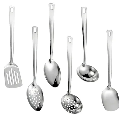 Produktbild von Kochgeschirr-Set, 6-teilig, Edelstahl-Küchenhelfer mit Titanbeschichtung