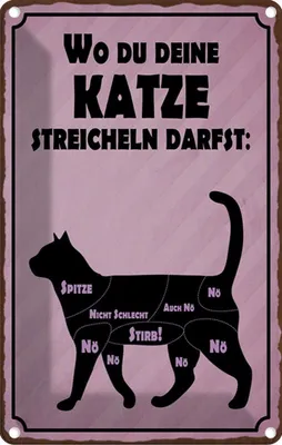 Produktbild von vianmo Blechschild 18x12 cm wo du deine Katze streicheln Tier Haustier