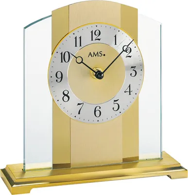 Produktbild von AMS 1119 Tischuhr Quarz golden Metall mit Messing und Glas