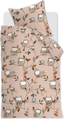 Produktbild von Hannekejag Renforcé-Bettwäsche-Garnitur Owlsome Farbe Pink Größe 135x200+80x80