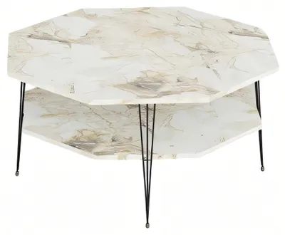 Immagine prodotto di Tavolino moderno in legno multicolore con struttura in acciaio inox