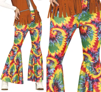 Immagine prodotto di Hippie Colourful Flare Pants Retro Carnival 60s Festival Party Fashion Costume, Taglia: 42 - 44 (L) Colore: Multicolore