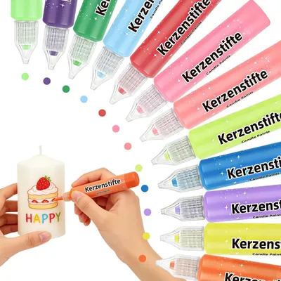 Wachsstifte für Kerzen, 12 Farben, 30 ml, Set
