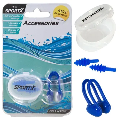Produktbild von SportX Nasenklemme+Ohrstöpsel Junior ** Kind, Blau, 3 Jahr(e), China, 87 mm, 25 mm