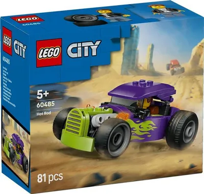 Produktbild von LEGO City Hot Rod - Rennwagen Modellauto Spielzeug mit Fahrer Minifigur, aufklappbarem Dach - Set für Feinmotorik - Geburtstagsgeschenk für Jungen ab 5 Jahren - 60485