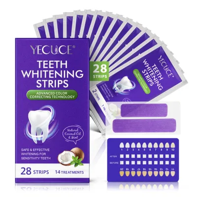 Produktbild von Zahnaufhellung Whitening Strips Zahnbleaching Bleaching Streifen Kokosöl Minze 28 Strips
