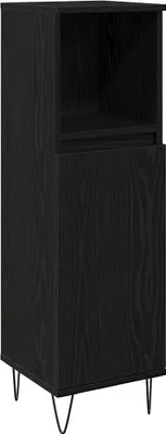 Image de vidaXL Armoire de salle de bain avec porte noire imitation chêne 30 x 30 x 100 cm