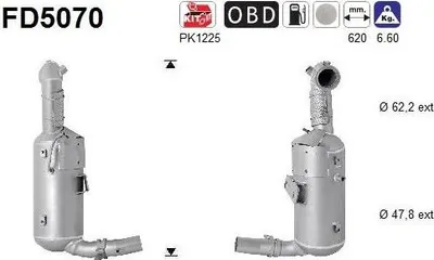 Produktbild von AS FD5070 Dieselpartikelfilter Rußpartikelfilter DPF für OPEL Corsa D Schrägheck (S07) Euro 5 Abgasanlage Diesel