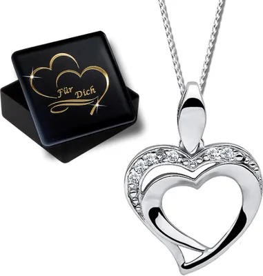 Produktbild von Damen Mädchen Herz Halskette mit Anhänger echt 925 Sterling Silber K622+V11+40cm