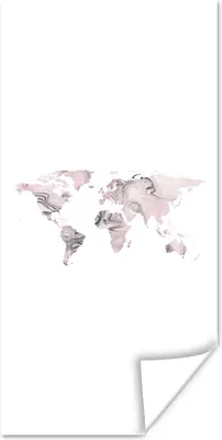 Produktbild von MuchoWow® Poster Weltkarte - Marmor - Grau 60x120 cm - Wandschmuck