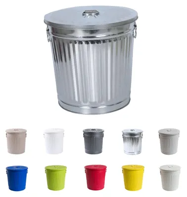 Produktbild von Jinfa Metall Mülleimer mit Deckel und Tragegriffen - für gelben Sack,Pfandbehälter,Kamin Ascheeimer,Futtertonne,Pelletbehälter | Silber | 35L