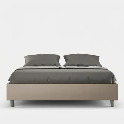Produktbild von ITYHOME - Gepolstertes Bett mit Lattenrost 160x200 mit Kunstlederbezug Taubengrau Azelia