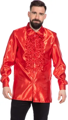Produktbild von Disco Rucheshemd Uni Satijn Rood 64