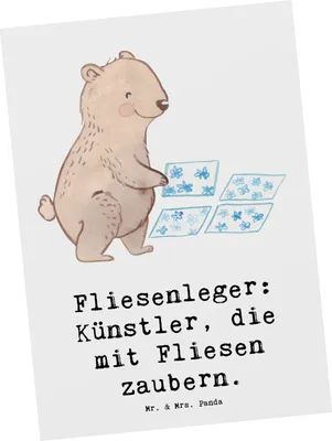 Produktbild von Mr. & Mrs. Panda Postkarte Fliesenleger Künstler - Weiß - Geschenk, Postkarten, Berufe, Ansichtskarten, Fotokarte, Präzision, Motivkarte, Geschenke für Berufstätige