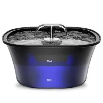 Produktbild von Automatischer Katzenbrunnen, Trinkbrunnen für Katzen, 2,5L Katzentränke, Ultraleise, LED, Mit Filter & Bürste, Schwarz