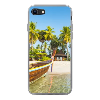 Produktbild von MuchoWow® Handyhülle Schutzhülle Hülle für iPhone 8 Strand - Kajak - Sommer Silikon Softcase Handy Hülle - Schutzhaube