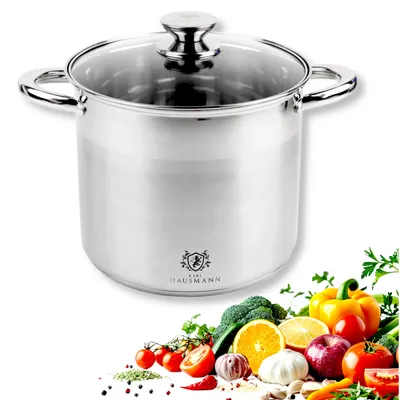 Produktbild von Kochtopf mit Deckel Suppentopf Edelstahl 32cm 19L Induktion alle Herde Silber