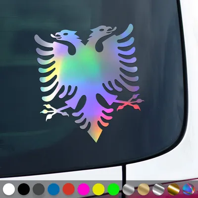 Produktbild von PantherPixel Albanien Aufkleber Shqiperia Wappen Adler Albania Sticker Auto Geschenkidee Farbe Oilslick-Hologramm
