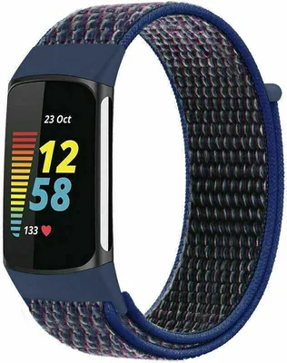 Produktbild von Nylon-Smartwatch-Armband – Passend für Fitbit Charge 5 / Fitbit Charge 6 – Indigoblau – Strap-it Uhrenarmband / Armband