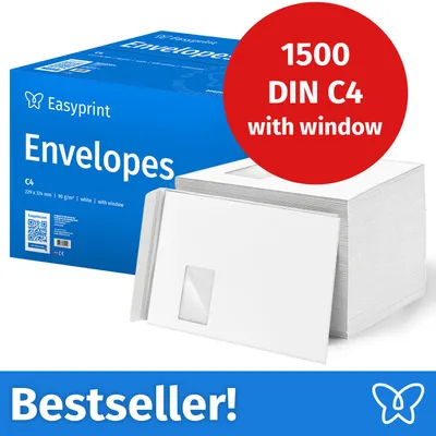 Immagine prodotto di NUOVO: Easyprint Buste con finestra, DIN C4, non stampate, 1500 pezzi