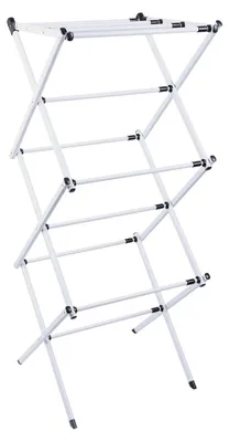 Produktbild von Wäscheständer - Trockenständer - Ausziehbar & Klappbar - Edelstahl - Verstellbare Größe - 6 Ebenen, 11 Stangen - Weiß