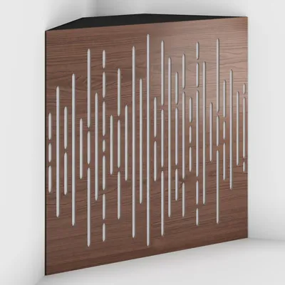 Produktbild von 4er-Set Eck-Bassfallen Wave-F Samt 50x50x15 cm, Nussbaum/Weiß