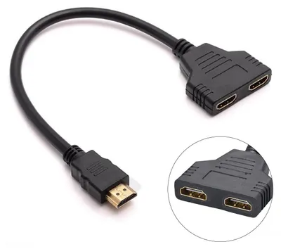 Produktbild von HDMI Splitter Adapter 1 auf 2 – HDMI Stecker auf Dual HDMI Buchse, 1080P, passiver HDMI Verteiler für TV, Monitor, Beamer (gleiches Bild)