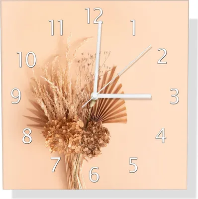 Produktbild von Wallario Design Wanduhr Trockenblumenarrangement aus Echtglas, Größe 30 x 30 cm