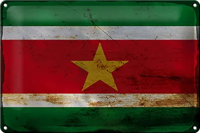 Produktbild von Blechschild Flagge Suriname 30x20cm Flag of Suriname Rost