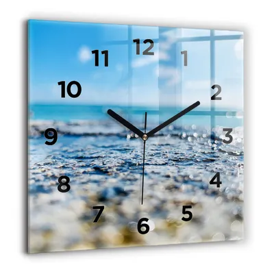 Produktbild von Wallfluent Große Wanduhr – Stilles Quarzuhrwerk - Uhr Dekoration Wohnzimmer Schlafzimmer Küche - Zifferblatt - schwarze Zeiger - 60 cm - Wasserfotografie