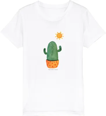 Produktbild von Mr. & Mrs. Panda Kleinkinder T-Shirt Kaktus Sonne 7-8 Jahre (122/128) - Weiß - Geschenk, Kindershirt, Freundin, Teenager, Shirts für Kinder, Baumwollshirt, Scheidung